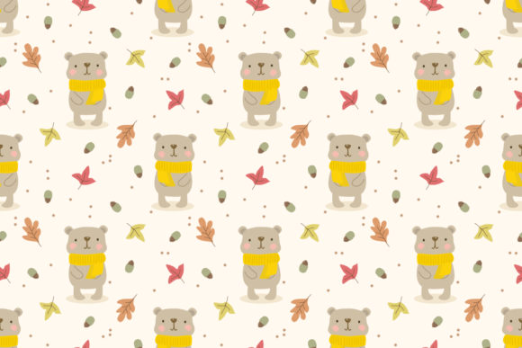 Cute Bear in Autumn Season Theme