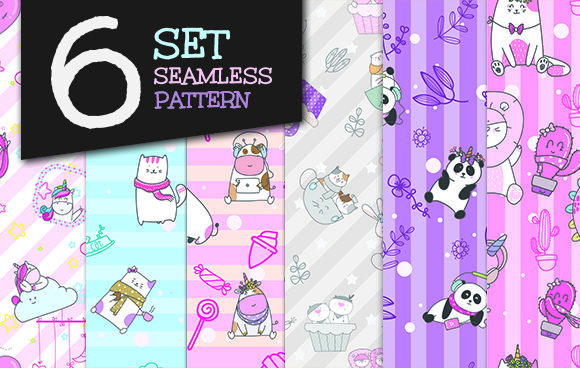 Cute Seamless Animal Patterns Collection