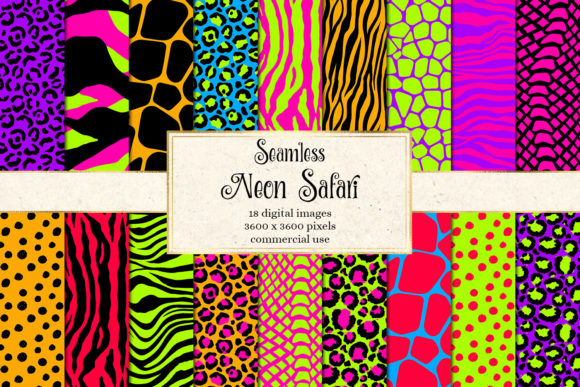 Neon Safari Digital Paper