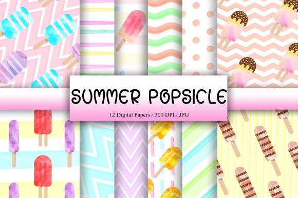 Summer Popsicle Background Digital Paper