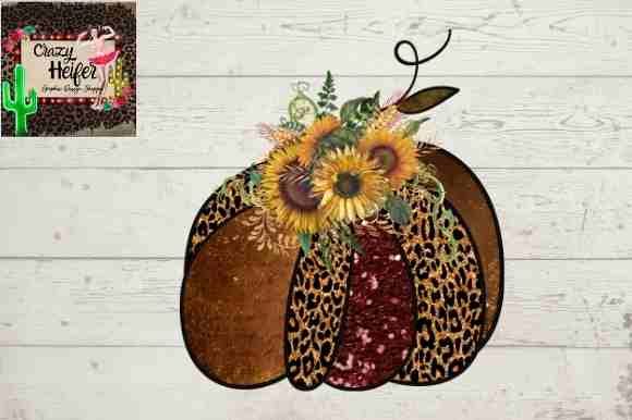 Sunflower Pumpkin Rustic Leopard PNG